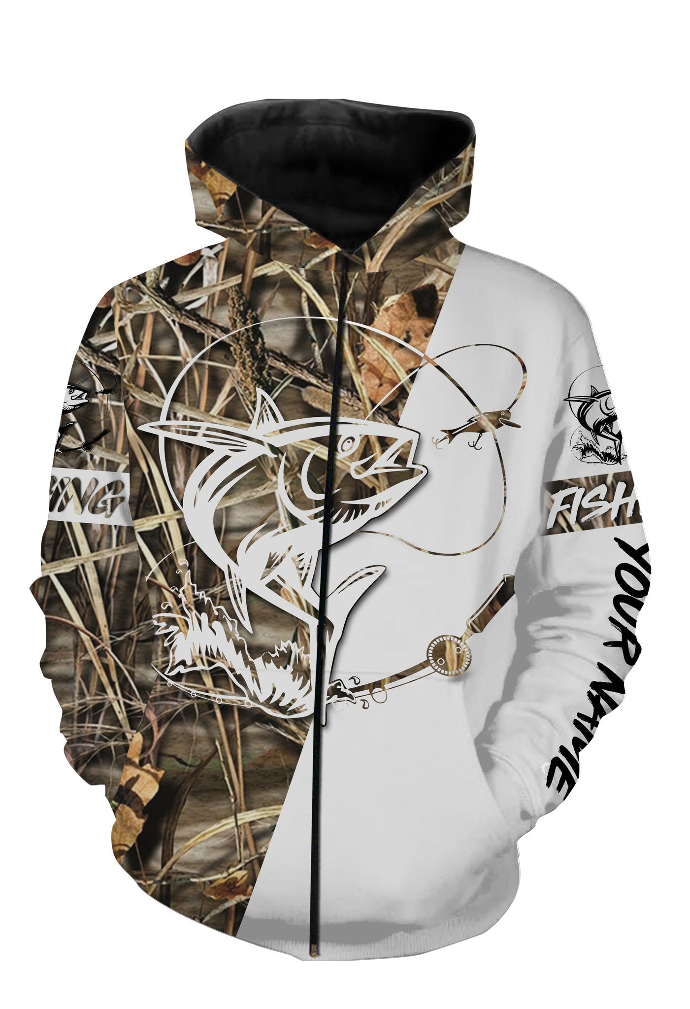 Customize tuna fishing tattoo full printing shirt Zip up hoodie