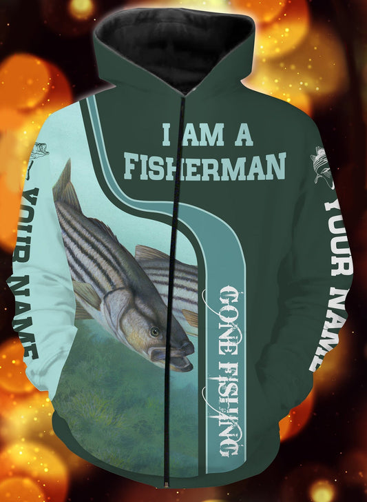 I am a fisher man striper fishing full printing shirt and hoodie - TATS34 Zip up hoodie