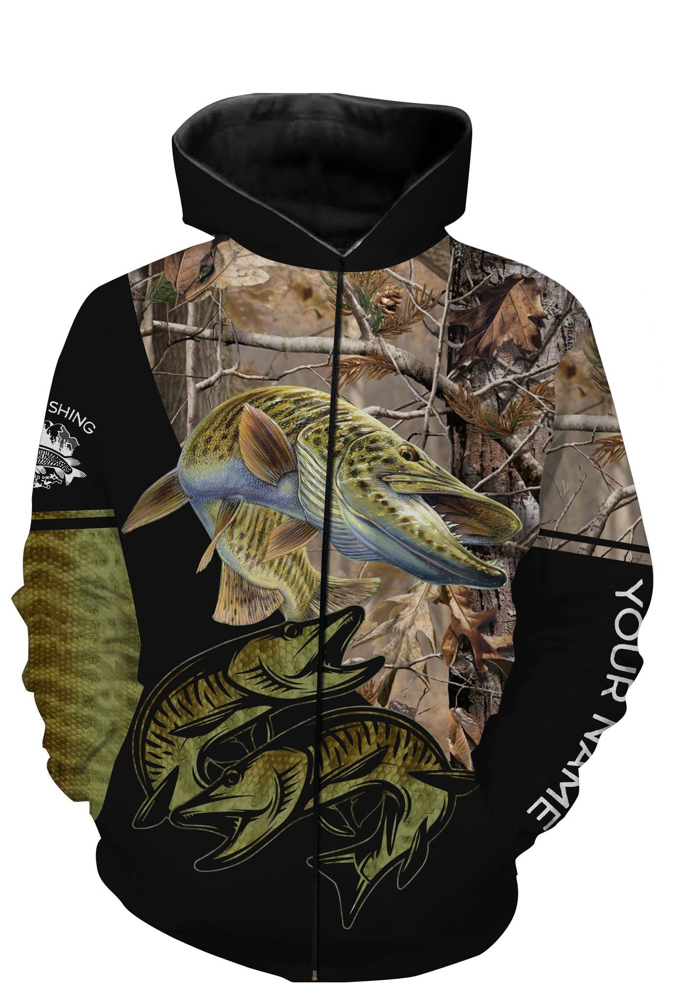 Musky fishing shirts personalized custom fishing shirts PQB6 Zip up hoodie