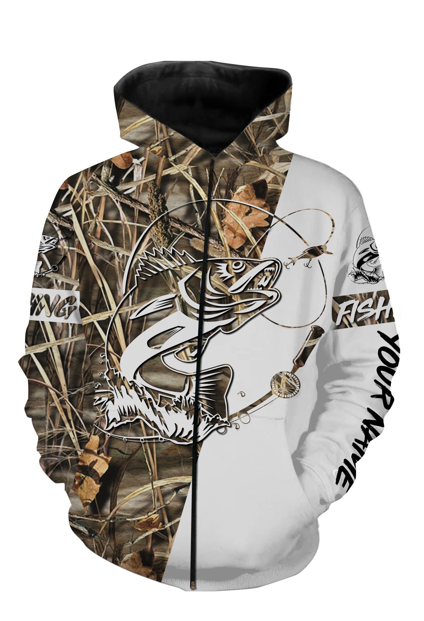 Personalized walleye fishing tattoo full printing shirt Zip up hoodie