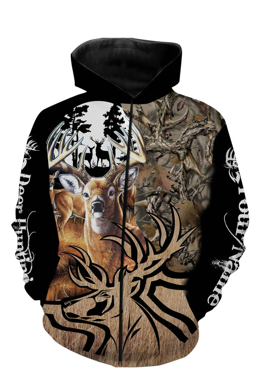 Personalized deer hunting full printing shirt Zip up hoodie