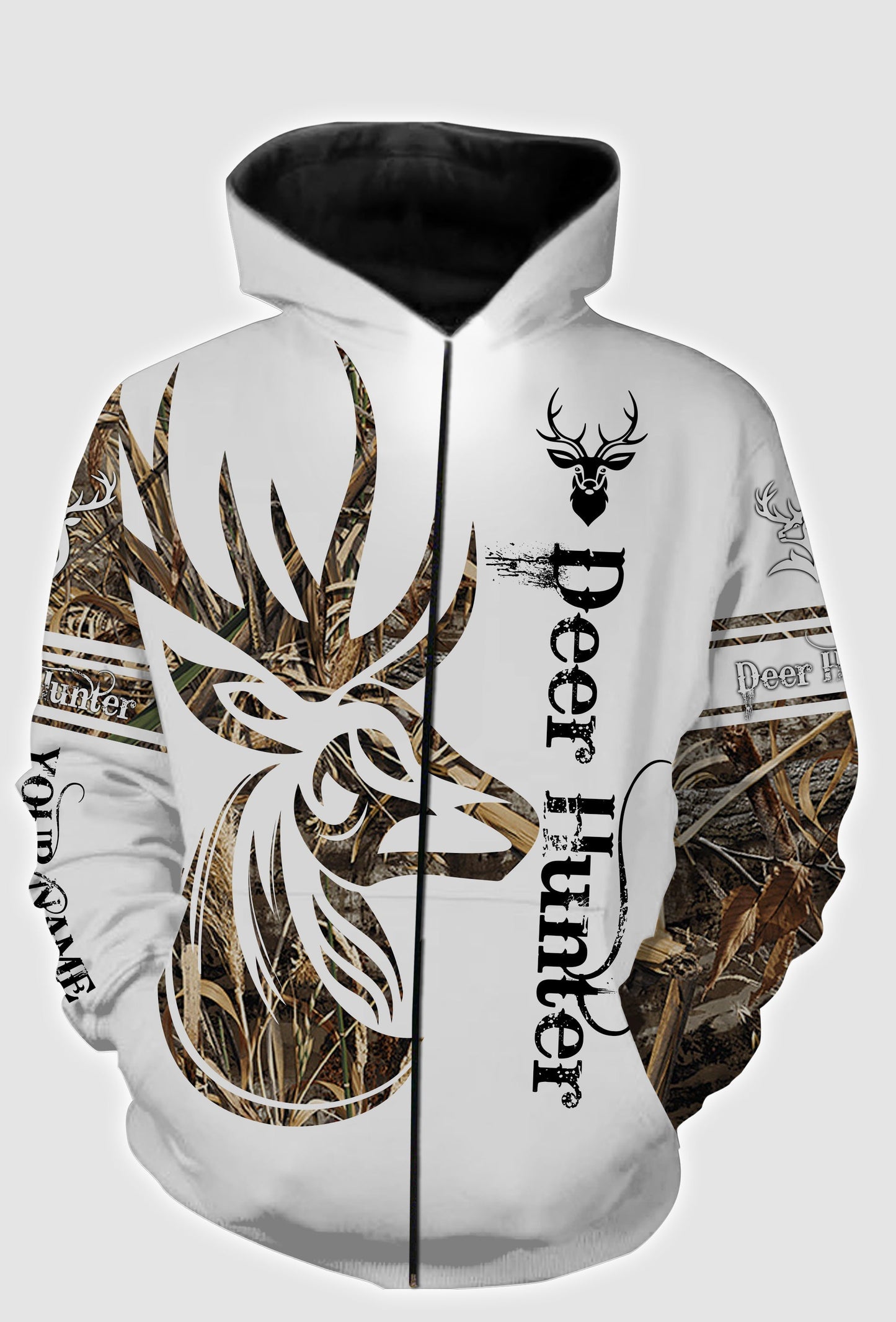 Tattoo camo deer hunter full printing customize shirt Zip up hoodie