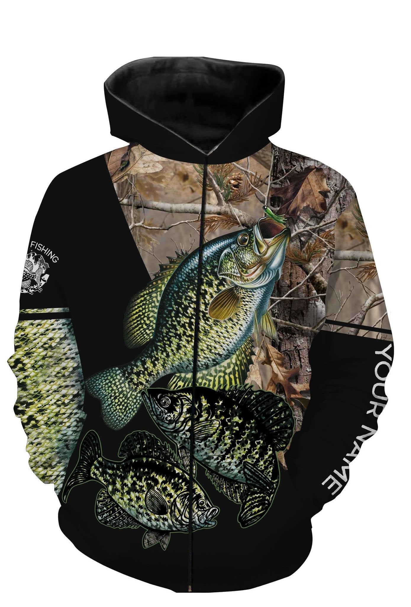 Crappie fishing shirts personalized custom fishing shirts PQB5 Zip up hoodie