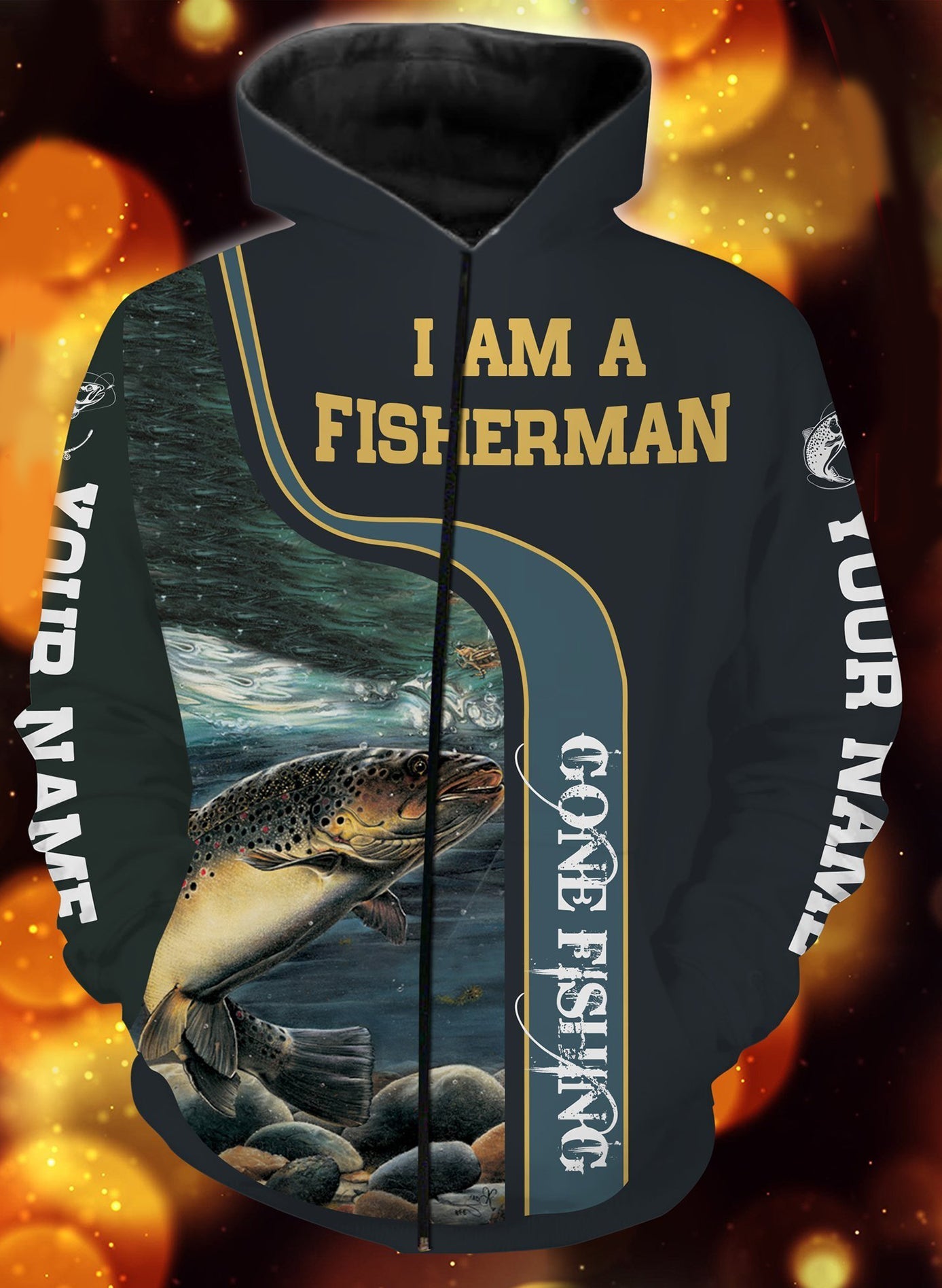 I am a fisher man trout fishing full printing shirt and hoodie - TATS37 Zip up hoodie