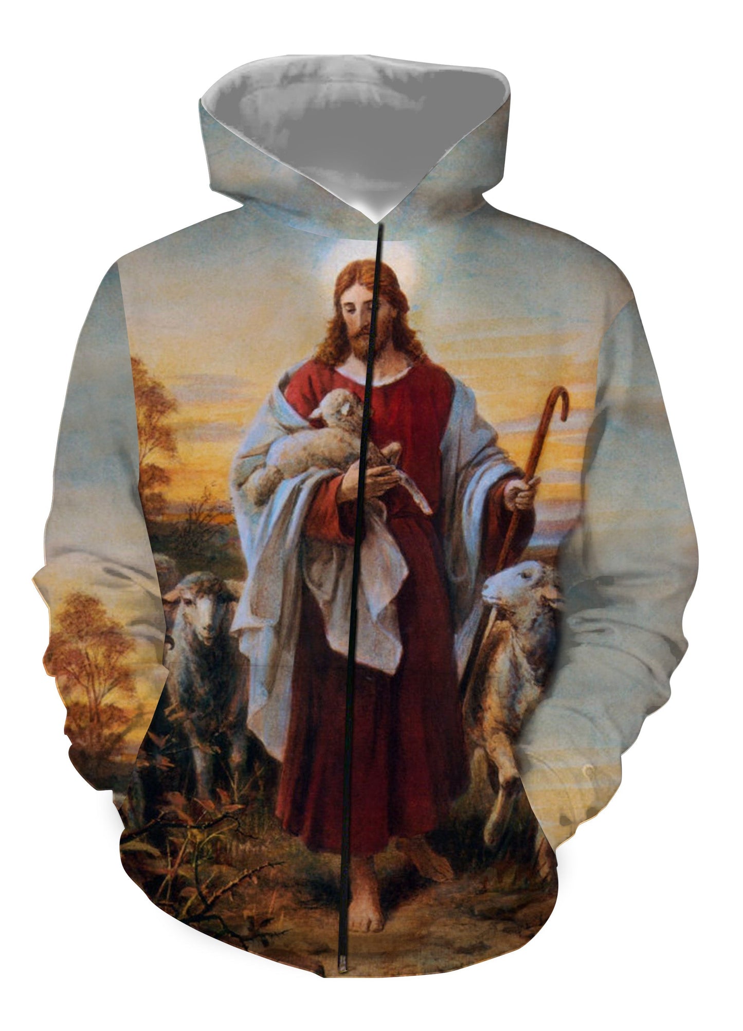 Jesus Christmas Shirts Jesus The Good Shepherd Clothes Zip Up Hoodie Zip Up Hoodie