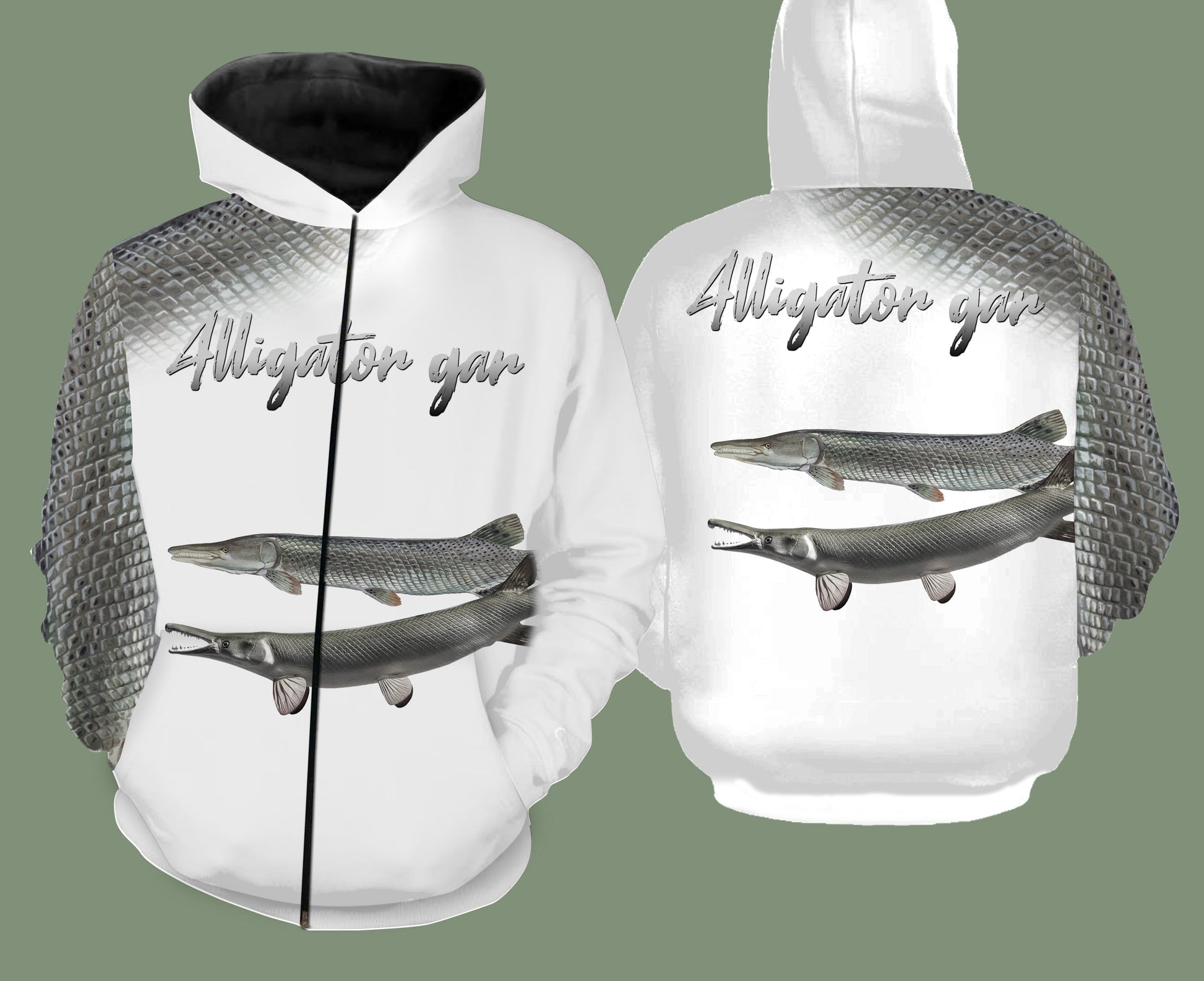 Alligator gar fishing full printing Zip up hoodie