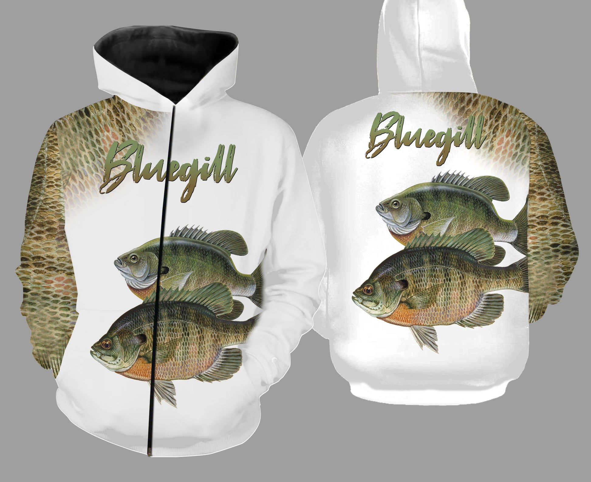 Bluegill fishing full printing Zip up hoodie