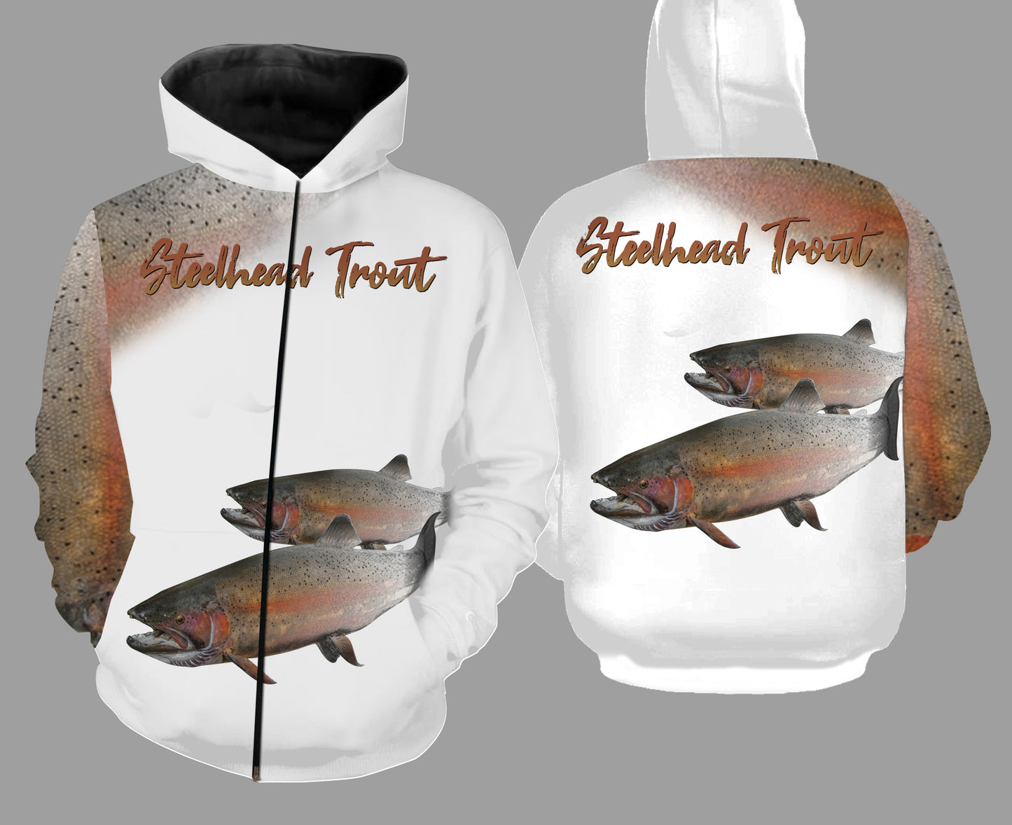 Steelhead trout fishing full printing Zip up hoodie