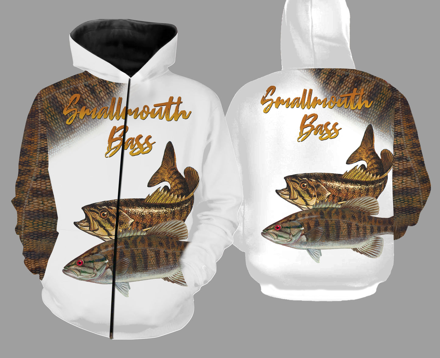 Smallmouth bass fishing full printing Zip up hoodie