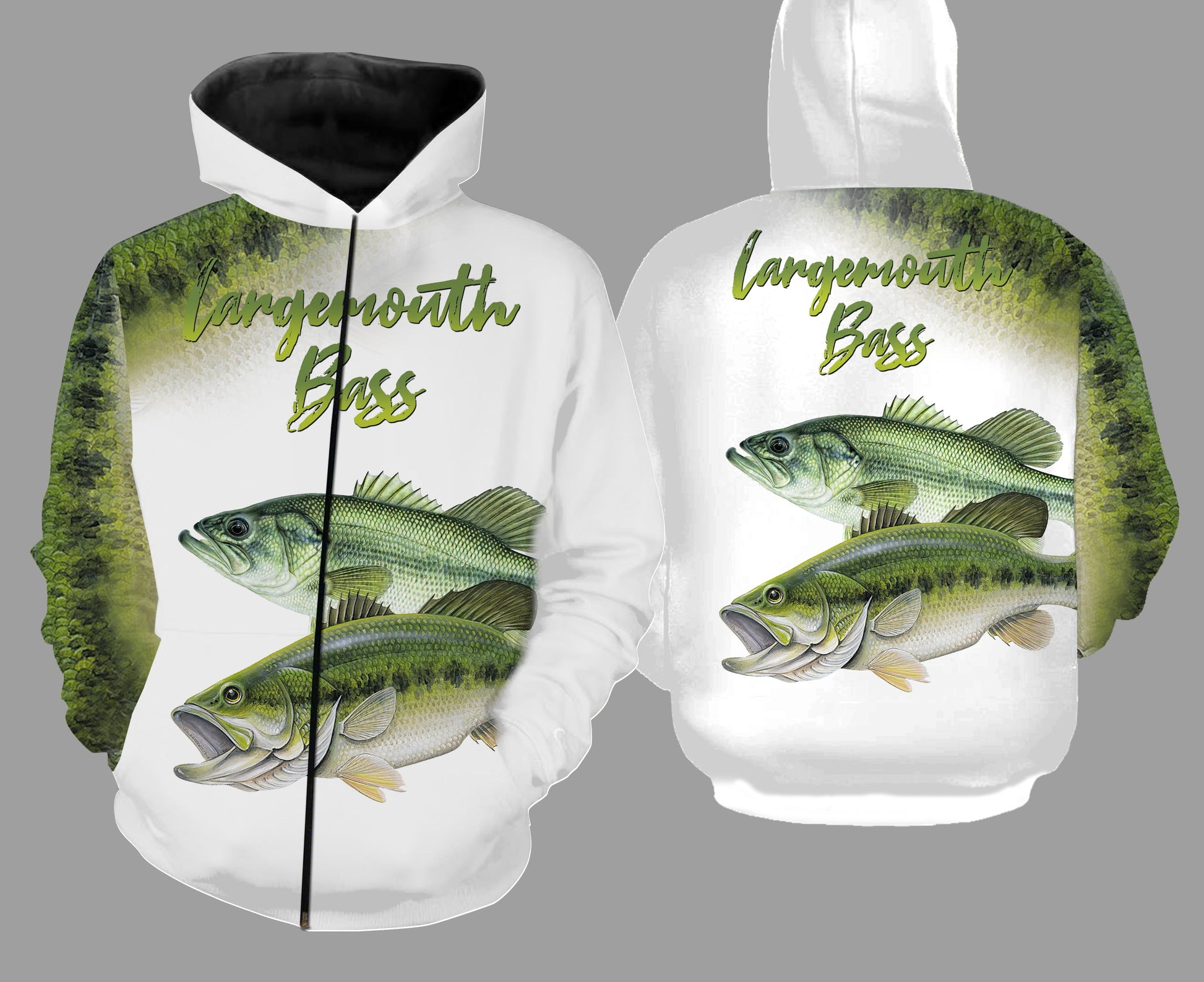 Largemouth bass fishing full printing Zip up hoodie