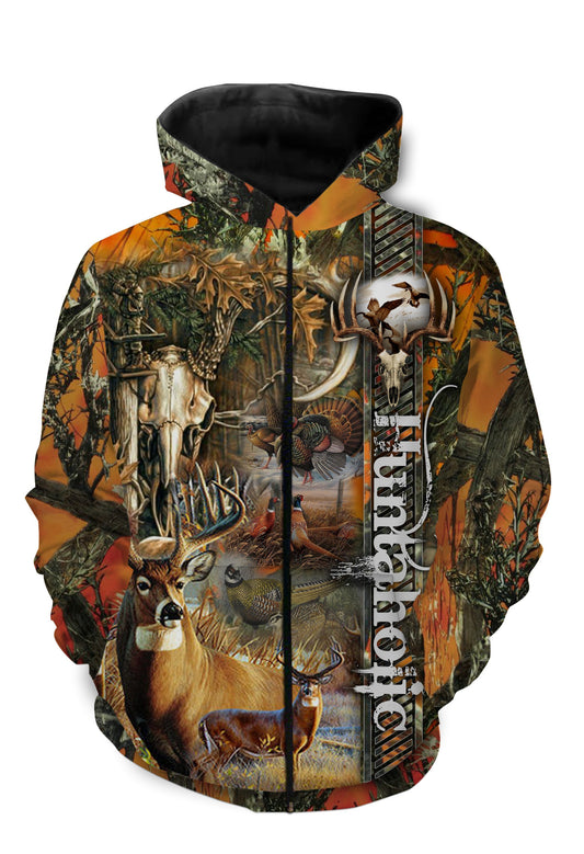 Bowhunting deer camo 3d all over printed shirts Zip up hoodie