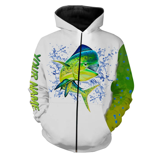 Mahi mahi fishing customize name all over print shirts personalized gift TATS65 Zip up hoodie