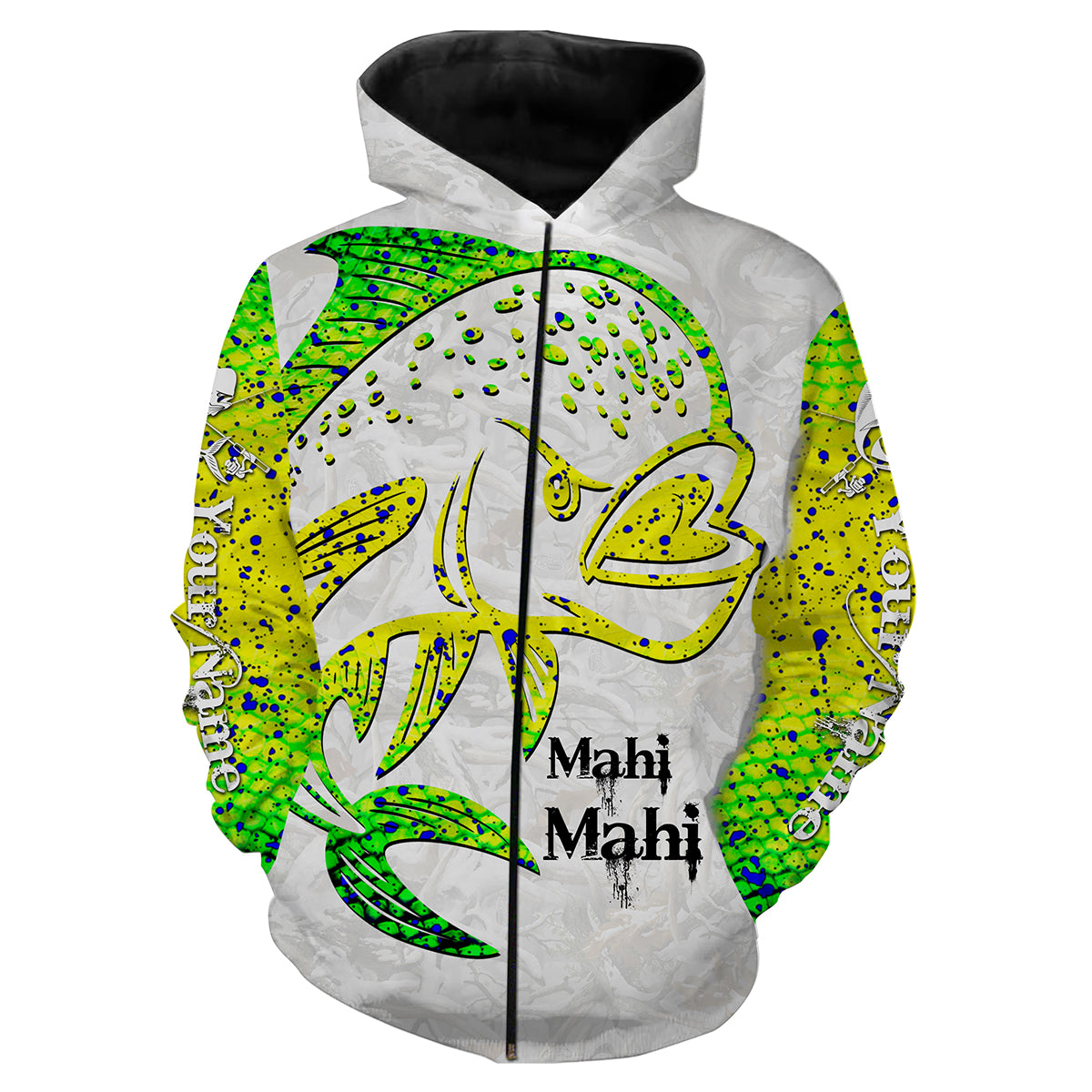 Mahi mahi fishing customize name all over print shirts Plus Size personalized gift NQS177 Zip up hoodie