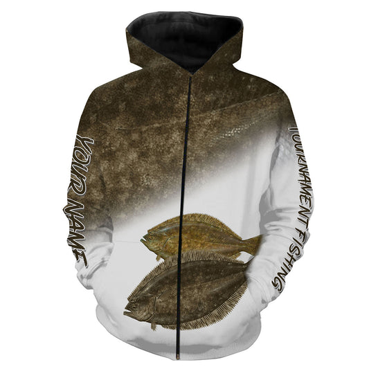 Flounder tournament fishing customize name all over print shirts personalized gift FSA42 Zip up hoodie