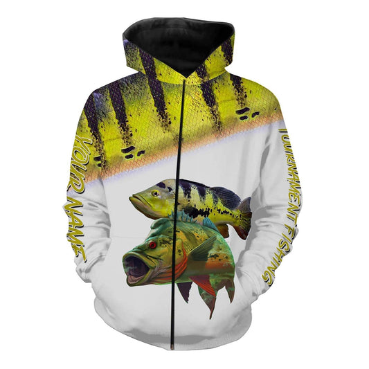 Peacock bass tournament fishing customize name all over print shirts personalized gift NQS181 Zip up hoodie