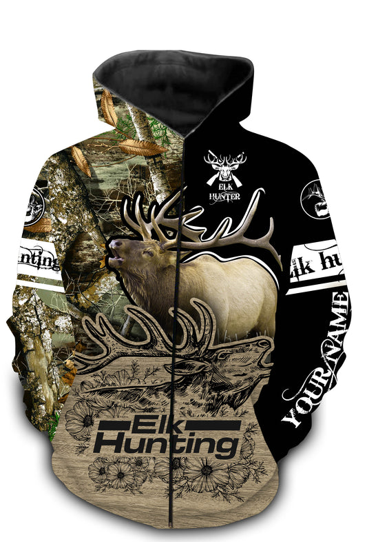 Best elk hunting custom name full printing shirts personalized gift - TATS3 Zip up hoodie