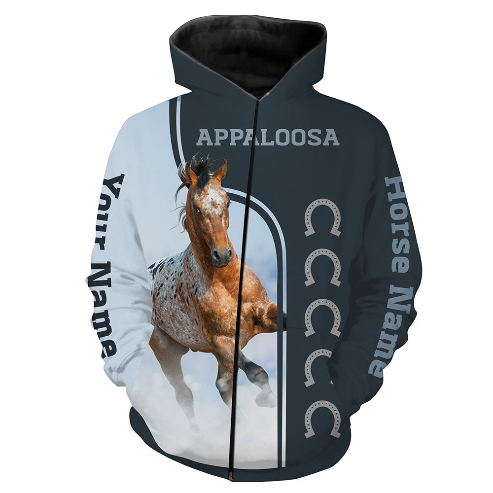 Personalized your name and your Appaloosa horse name full printing shirt and hoodie - TATS24 Zip up hoodie