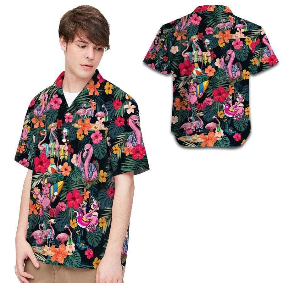 Hawaiian Aloha Shirts Flamingo Hibiscus Tropical