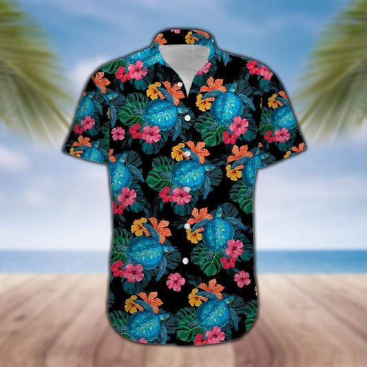 Turtles Hibiscus Tropical Hawaiian Aloha Shirts #8521H