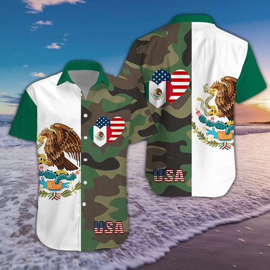 Hawaiian Aloha Shirts Mexico Usa Camo Heart