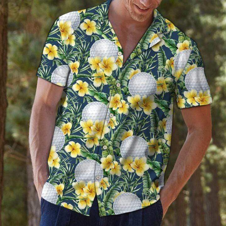 Golf Frangipani Tropical Hawaiian Aloha Shirts #DH