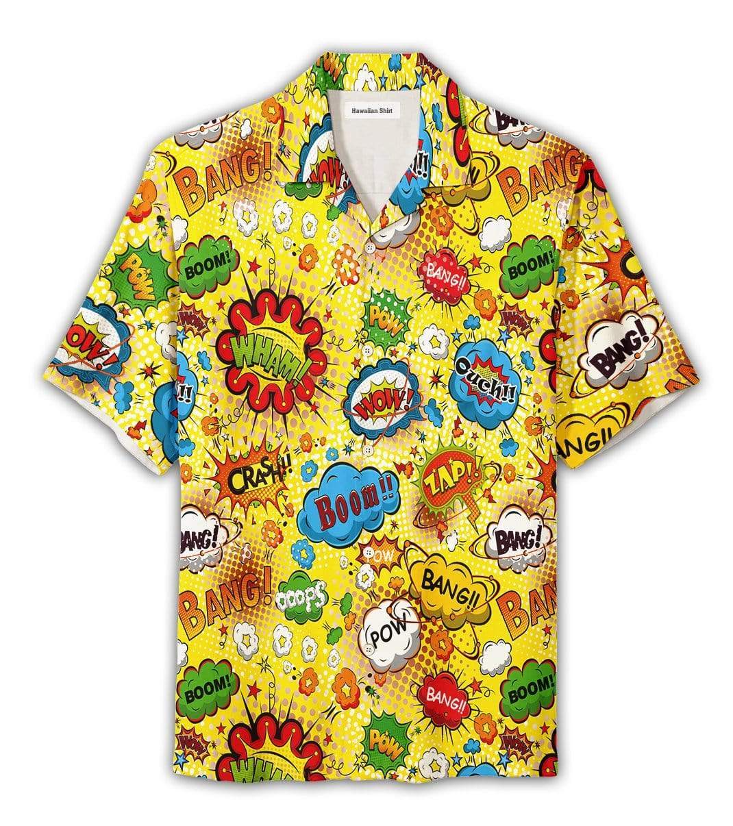 Crash Boom Pow Bang Yellow Grid Unisex Hawaiian Aloha Shirts #DH