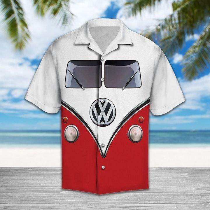 Hippie Car Red Hawaiian Aloha Shirts