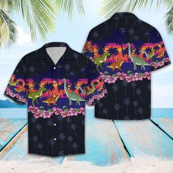 Dinasour Tropical Fruits Hawaiian Aloha Shirts #DH