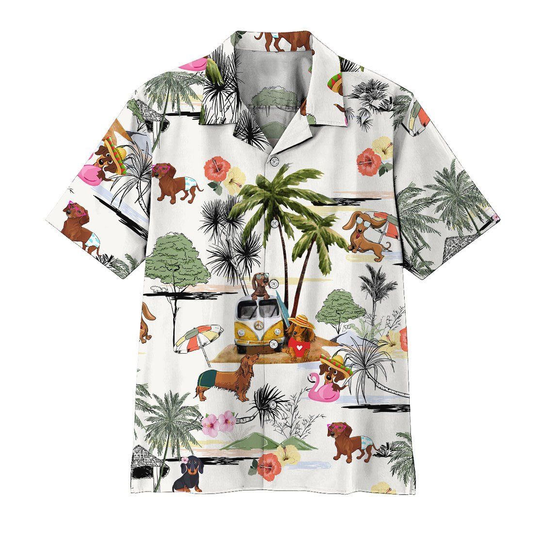  3D Dachshund Hawaii Shirt