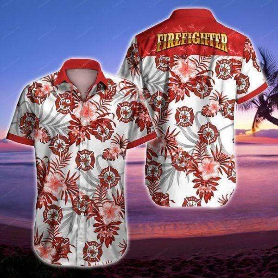 Hawaiian Aloha Shirt Firefighter Tropical Hawaiian 