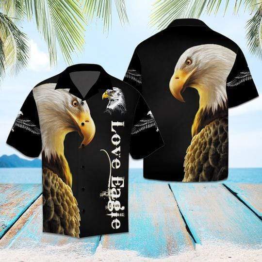 Love Eagle Black Hawaiian Aloha Shirts