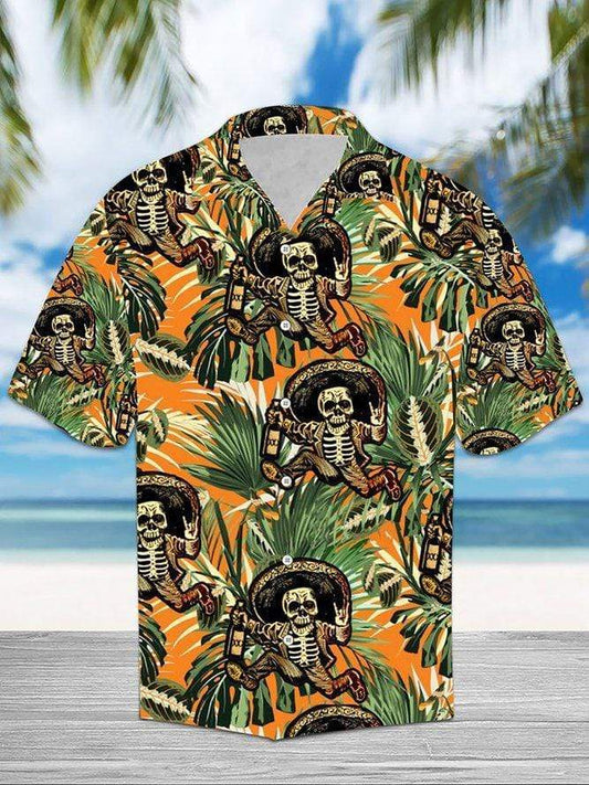 Vintage Skull Hawaiian Aloha Shirts Summer Beach