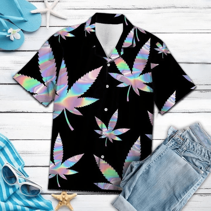 Hawaiian Aloha Shirts Weed Hologram