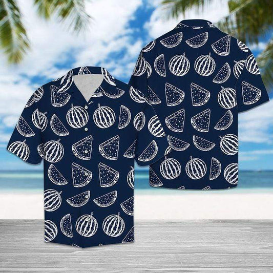 Simple Watermelon Pattern Hawaiian Aloha Shirts #H