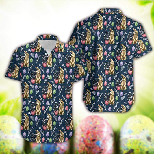 Hawaiian Aloha Shirts Happy Easter Day Bunny Pattern #1103DH