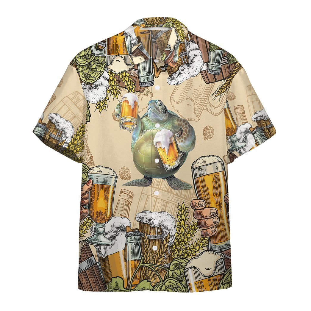  3D Turtle And Beer Custom Hawaii Shirt