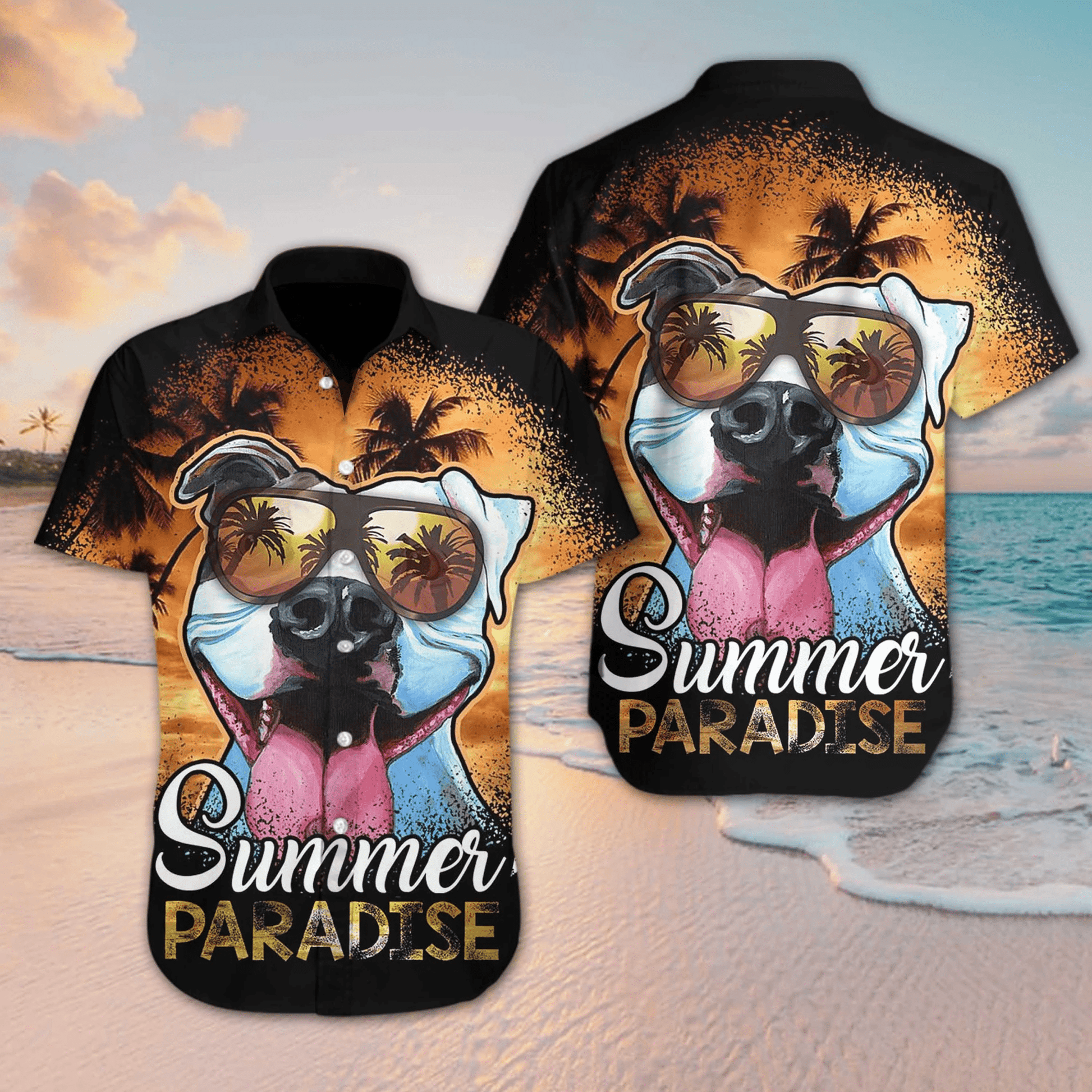 Hawaiian Aloha Shirts Pitbull Summer Paradise #V