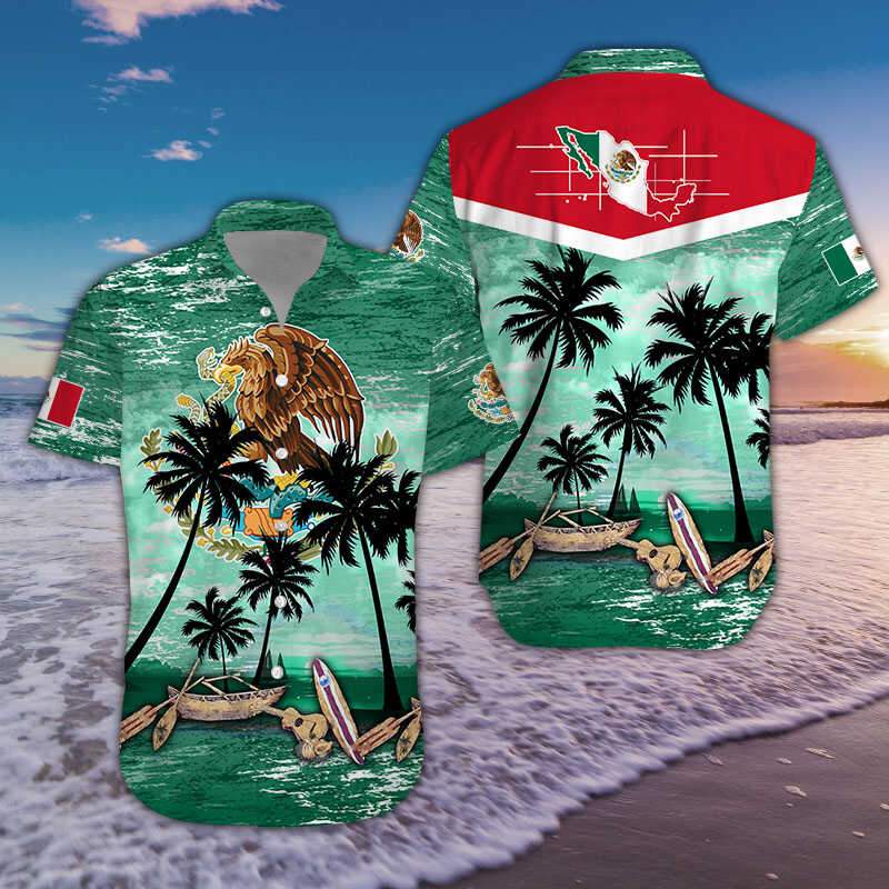 Hawaiian Aloha Shirts Mexico Palm Tree