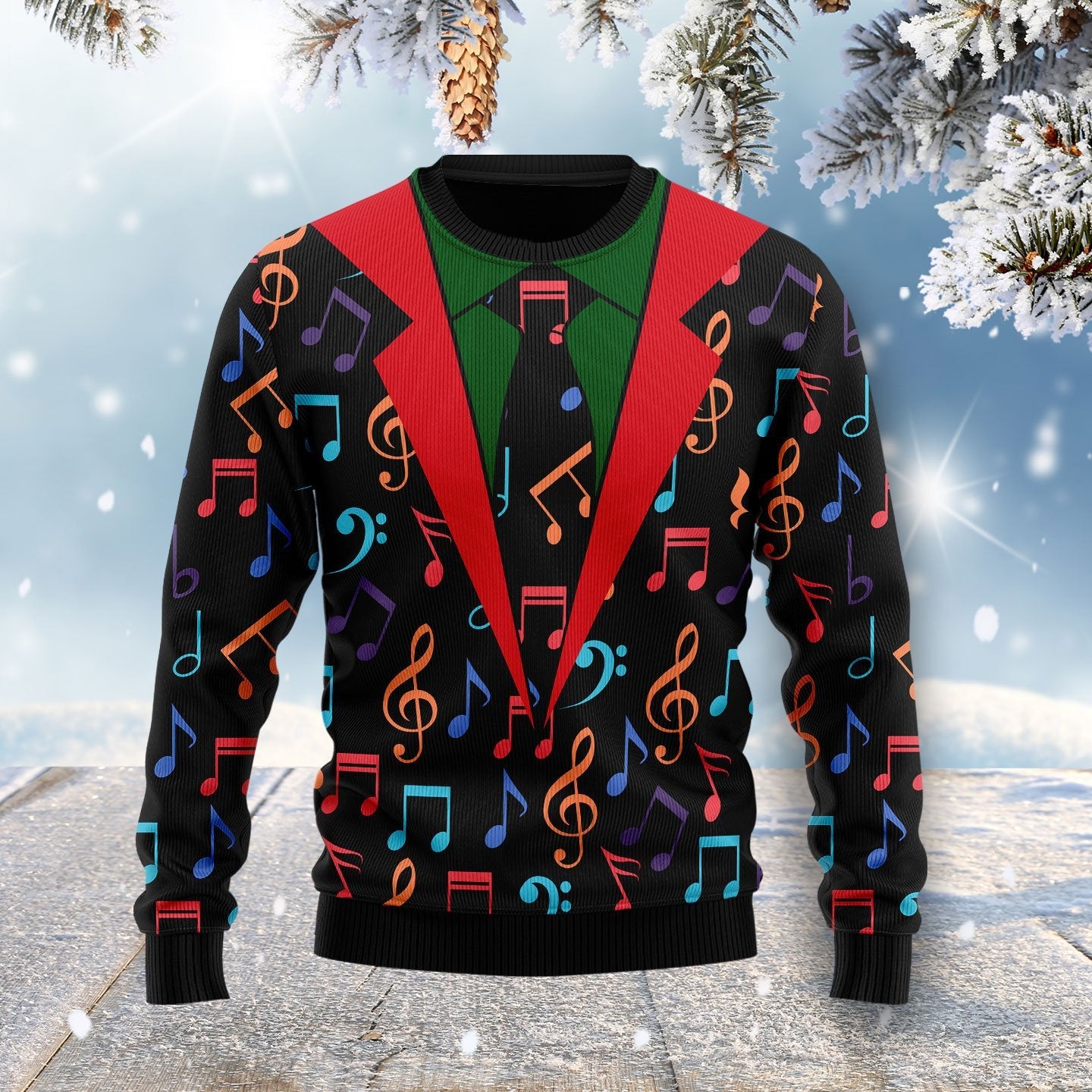 Colorful Music Notes Ugly Christmas Sweater 