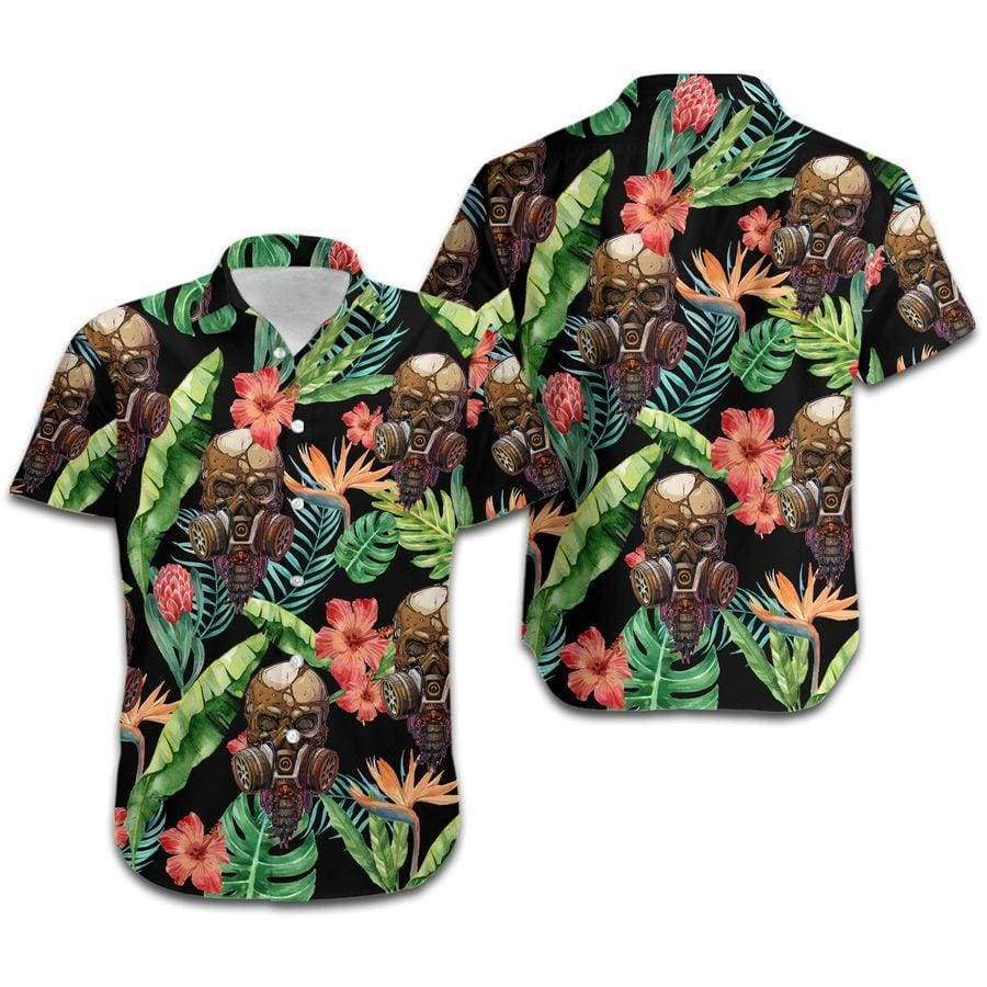 Hawaiian Aloha Shirts Skull Hibiscus Tropical