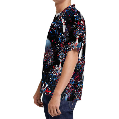 Bowling American Independence Day 4th Of July Fireworks Men Hawaiian Shirt, Summer Shirt, Beach Shirts