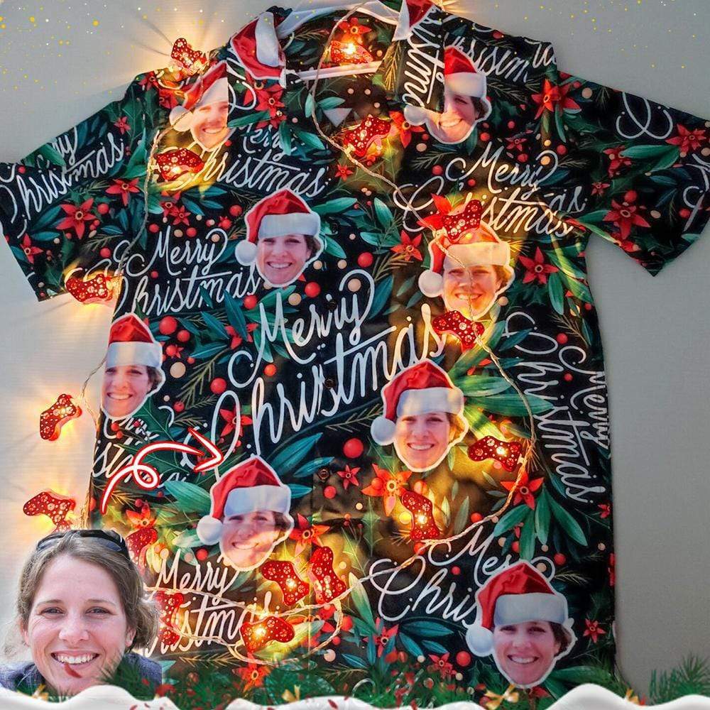 Custom Face Christmas Men's All Over The Print Hawaiian Shirt