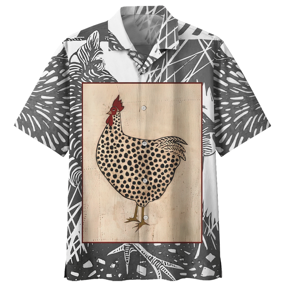 Chicken   Gray Unique Design Unisex Hawaiian Shirt 