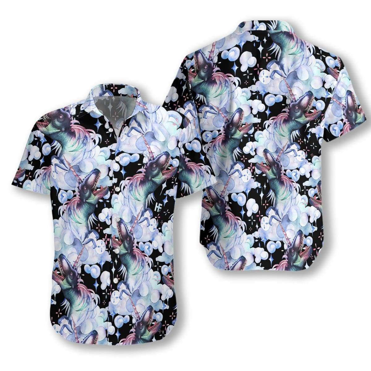 Hawaiian Aloha Shirts Unicorn T-Rex Dinosaur