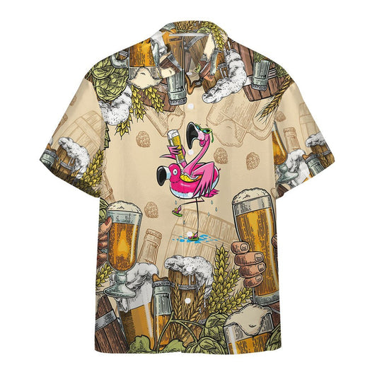  3D Flamingo And Beer Custom Hawaii Shirt