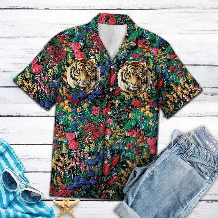 Tiger Flowers Hawaiian Shirts #V