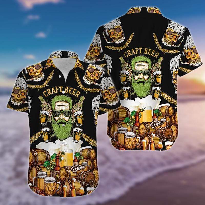 The Old Man and Skull Craft Beer Hawaiian Aloha Shirts  #H