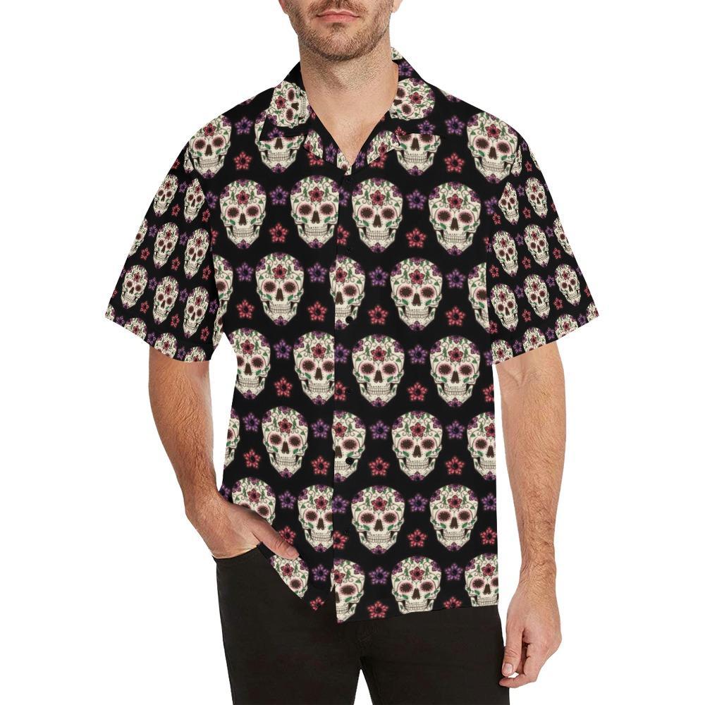 Sugar Skull Print Design Hawaiian Shirt