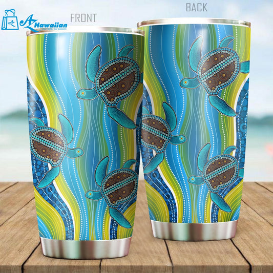 Aboriginal Decors Australian Gifts Blue Turtles Stainless Steel Tumbler For Turtle Lover, Gift For Her Gift For Him Gift For Turtle Lover Friends Stainless Steel Tumbler