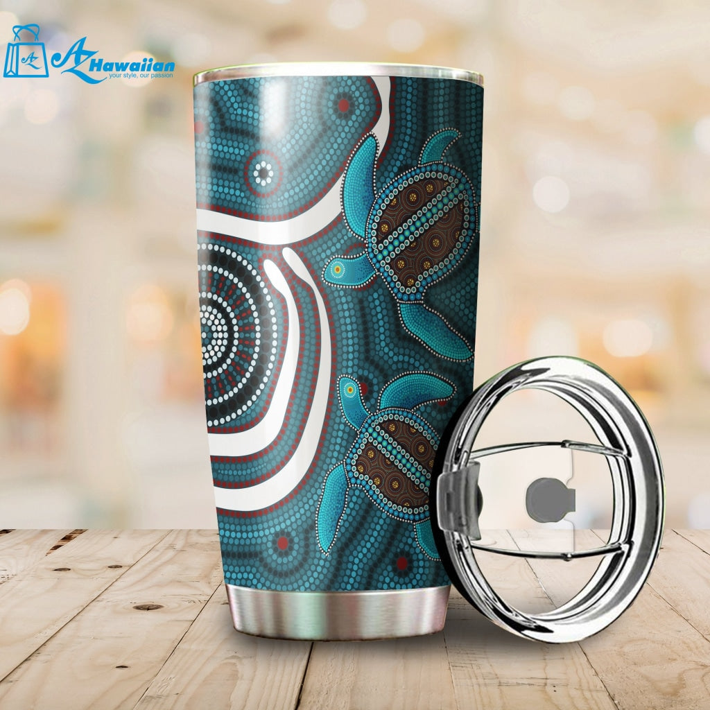 Aboriginal Decors Australian Gifts Blue Turtles Stainless Steel Tumbler For Turtle Lover, Gift For Her Gift For Him Gift For Turtle Lover Friends Stainless Steel Tumbler